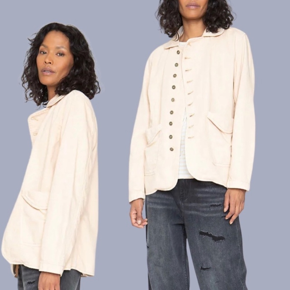 Free People x Sandrine Rose Women Beige Denim Jacket  NWT